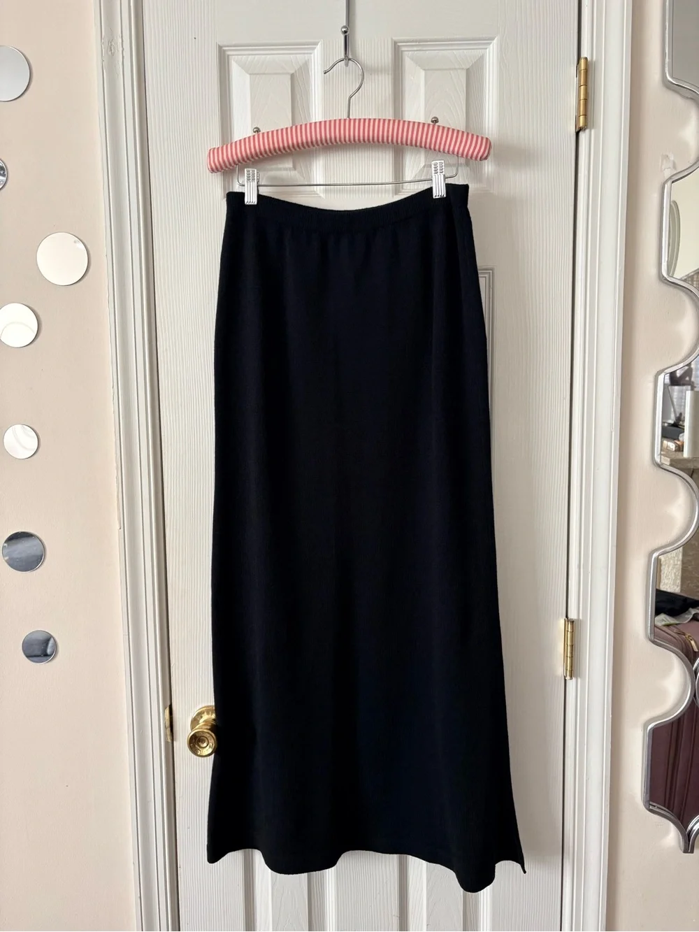 VTG Helen Hsu Black Knit Midi Skirt Size L - Picture 8 of 10
